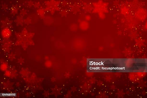 Christmas Snowflakes On Red Background Stock Photo - Download Image Now - Christmas, Backgrounds, Red