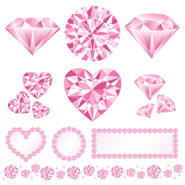 illustrations, cliparts, dessins animés et icônes de décoration de diamant rose. - square shape circle diamond shaped holidays and celebrations