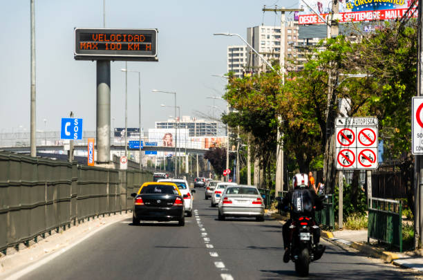 Typical street in Las Condes commune in Santiago, Chile