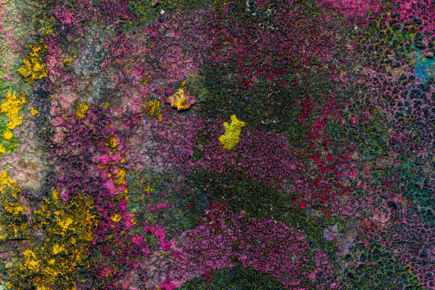 istock abstract colored texture. Old scratches, stain, paint splats, spots on the wall 1049694686