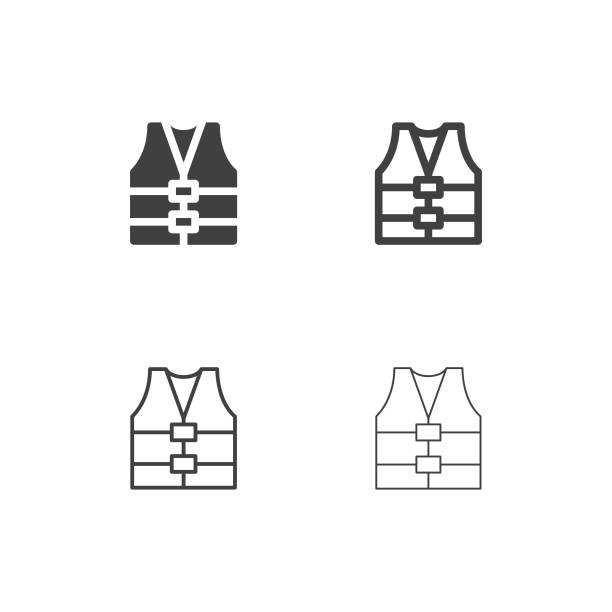 schwimmweste icons - multi serie - life jacket stock-grafiken, -clipart, -cartoons und -symbole