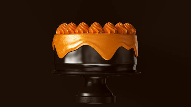 Big Black and Orange Pumpkin Luxury Halloween Cake 3d illustration 3d render