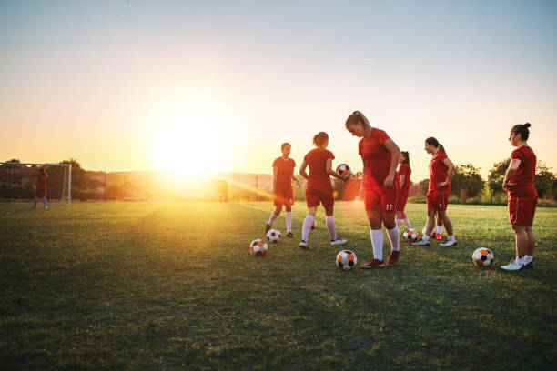 Women's Soccer Team Women's soccer team on training. womens soccer stock pictures, royalty-free photos & images