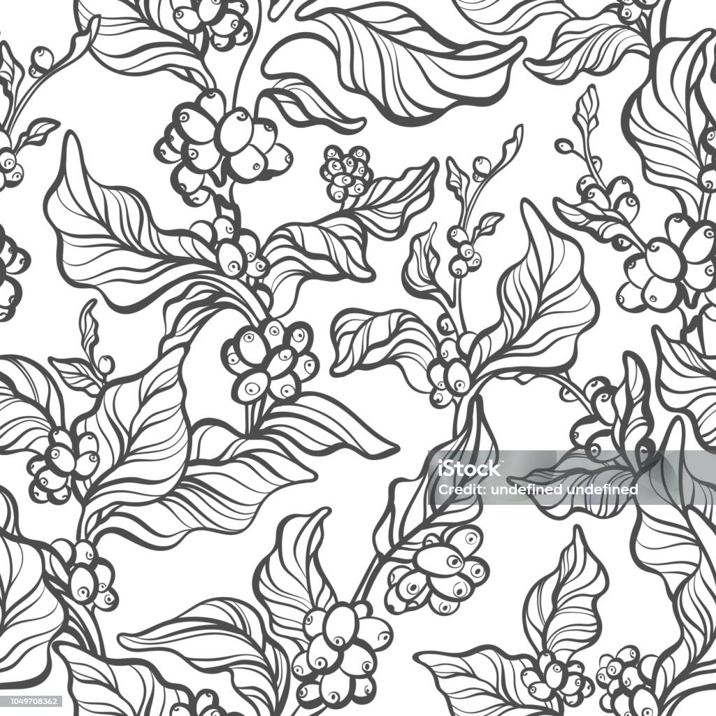 Coffee Tree Pattern Vector Seamless Pattern Of Coffee Tree Stock Illustration - Download ...