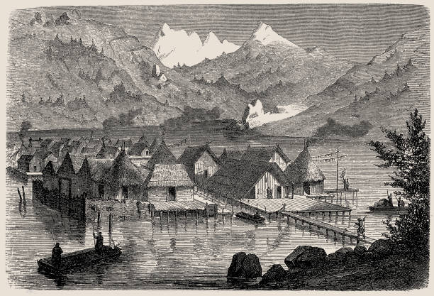istock Swiss pile-dwelling village from the Bronze Age 1049711344