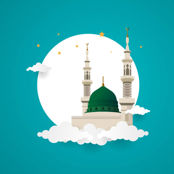 stockillustraties, clipart, cartoons en iconen met madinah een nabawi moskee - mosque