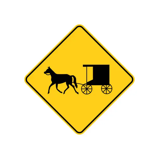 Vector illustration of USA traffic road signs. horse - drawn vehicles ahead /crossing. vector illustration