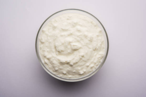 istock Plain curd or yogurt or Dahi in Hindi, served in a bowl over moody background. Selective focus 1049718886