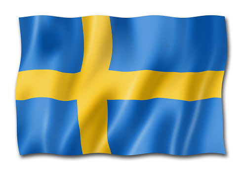 Sweden flag, three dimensional render, isolated on white