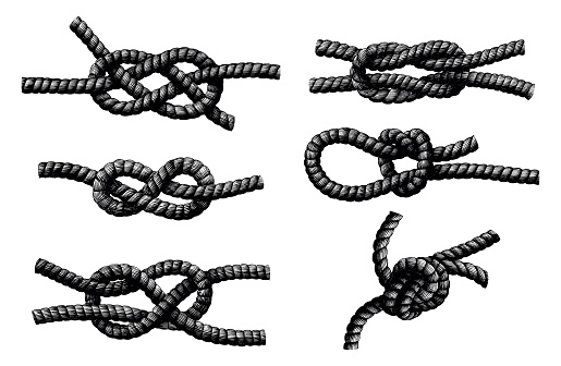 Rope knot hand draw vintage engraving clip art isolated on white background