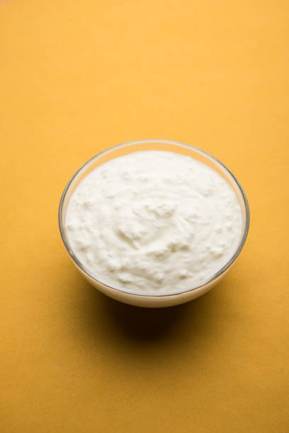 istock Plain curd or yogurt or Dahi in Hindi, served in a bowl over moody background. Selective focus 1049725808
