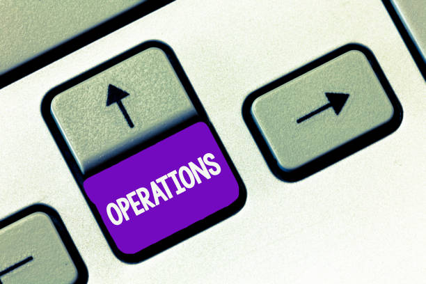 istock Text sign showing Operations. Conceptual photo Perforanalysisce of practical work Application Functioning methods 1049733386