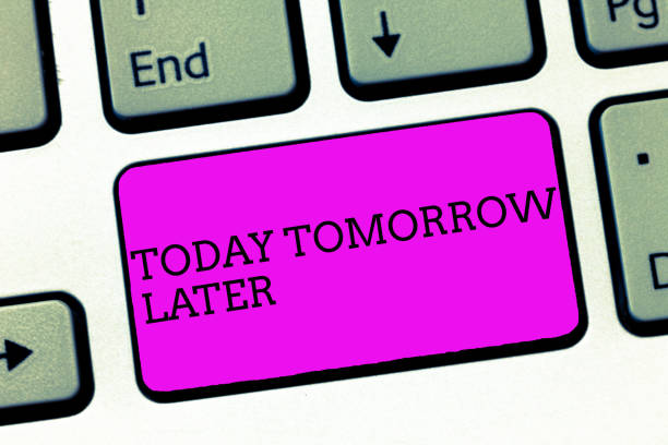 istock Word writing text Today Tomorrow Later. Business concept for Presently Currently Future Soon Afterwards Following 1049736726