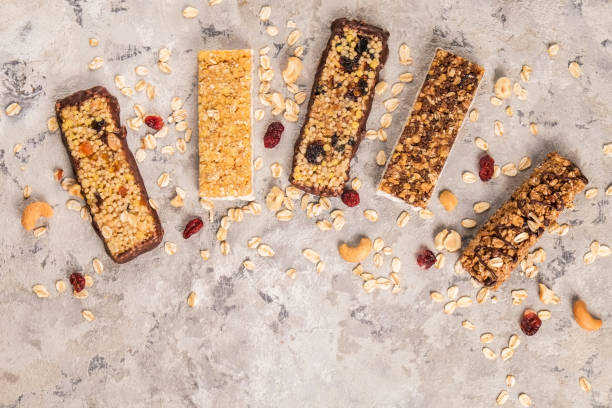 istock Energy bars for healthy snacking or pre training meal full of carbs. 1049738018