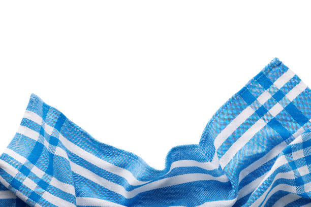istock Top view, blue napkin on white background with copy space 1049738092