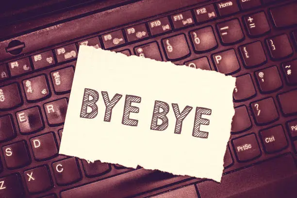 Conceptual hand writing showing Bye Bye. Business photo text Greeting for leaving Farewell See you soon Separation salute.