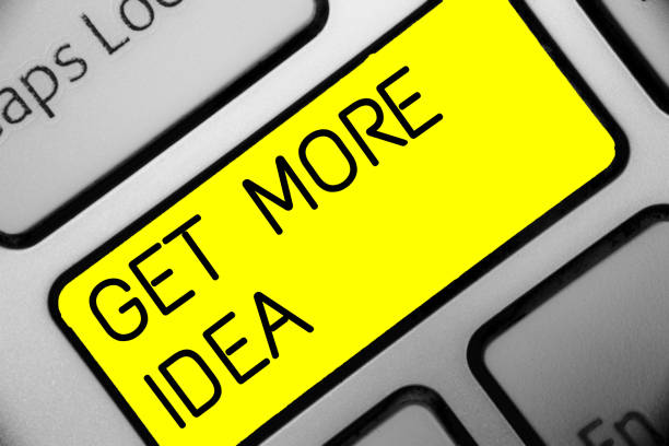 istock Conceptual hand writing showing Get More Idea. Business photo text Random Input Mind Map Picture Mock up Surveys Visualization Keyboard yellow key computer computing reflection document. 1049738560