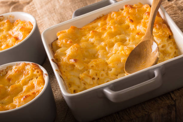 istock Delicious mac and cheese in a baking dish close-up on a table. horizontal 1049745976