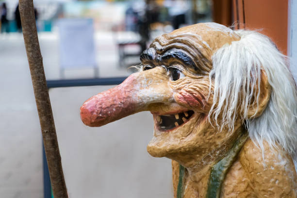 Close up of the head of a traditional Toll in Trondheim, Norway. Close up of the head of a traditional Toll in Trondheim, Norway. goblin stock pictures, royalty-free photos & images