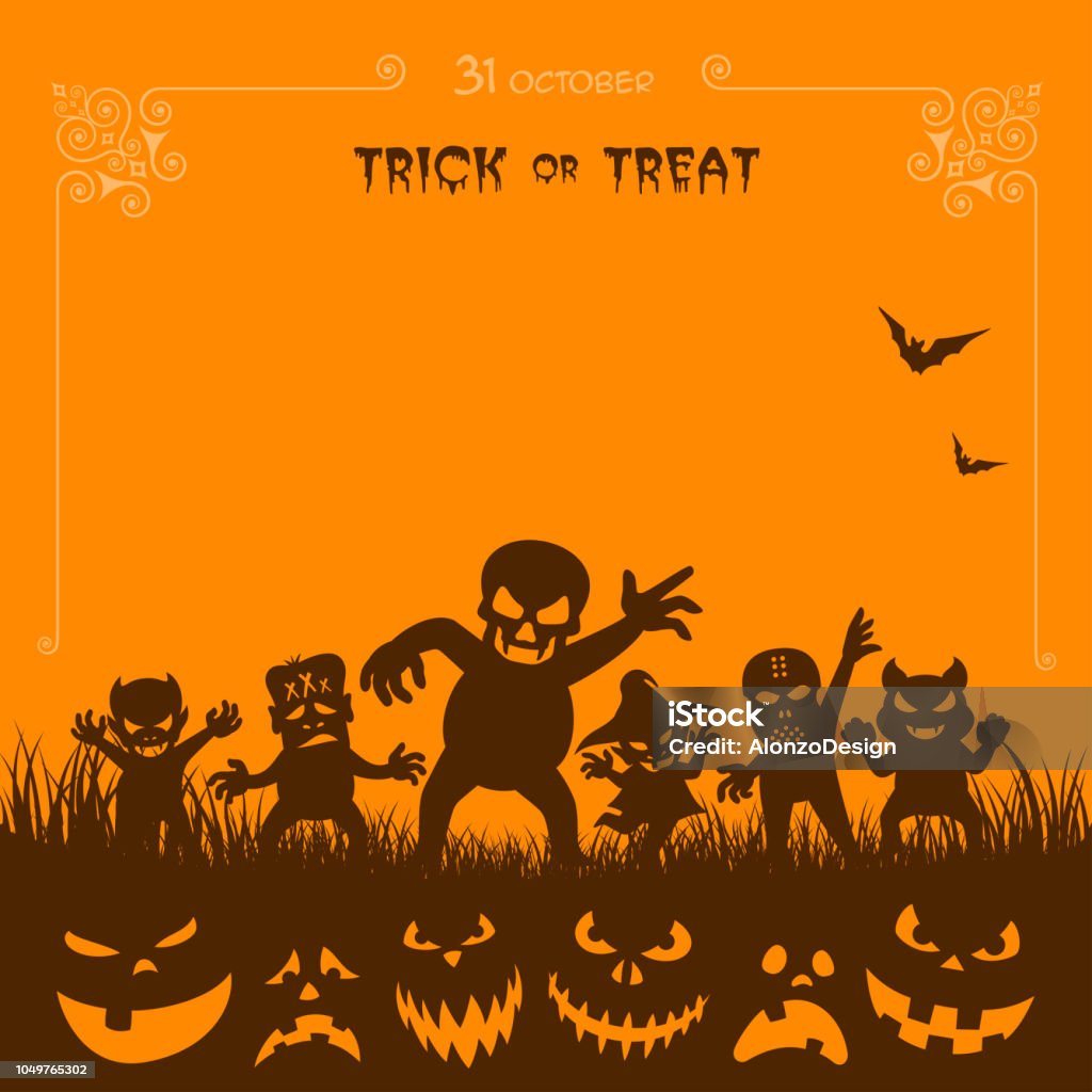 Halloween Children trick or treat Halloween Party Invitation Halloween stock vector