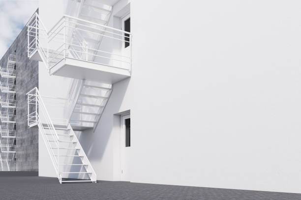 istock White building with fire escape ladder side view 1049769180