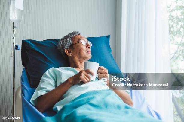 Lonely Old Asian Patient On Patient Bed In Hospital Stock Photo - Download Image Now