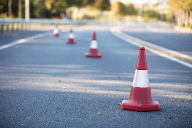 istock Traffic cones in the road 1049774904