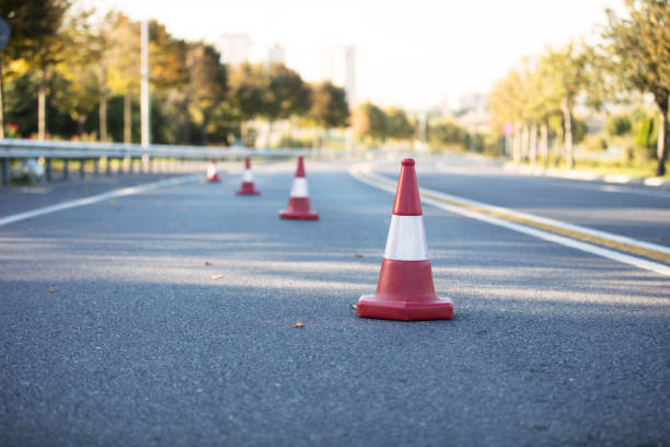 istock Traffic cones in the road 1049774930