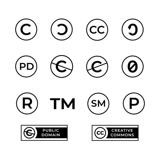 Different copyright icons set with creative commons and public domain signs. Different copyright icons set with creative commons and public domain signs public domain images stock illustrations