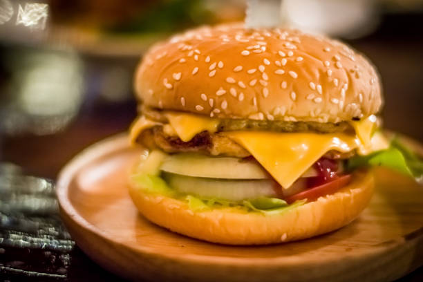 istock hamburger with lettuce and cheese,Embroidered knife. 1049795208
