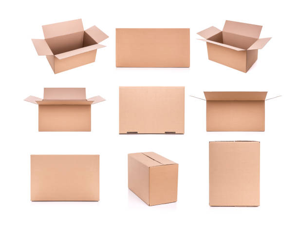 istock Set of cardboard boxes isolated on a white background. 1049803198