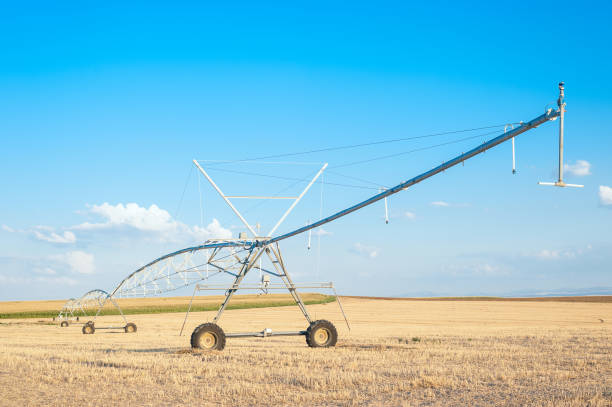istock industrial irrigation sprinklers in the foreground under blue sky 1049807764