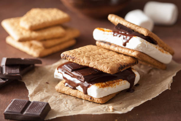 istock homemade marshmallow s'mores with chocolate on crackers 1049820438