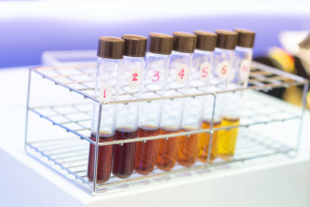 istock Test tubes closeup.medical glassware 1049832746