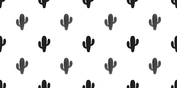 cactus seamless pattern vector flower Desert botanica plant garden scarf isolated tile background cartoon repeat wallpaper