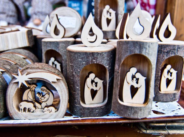 istock wooden candle holder with nativity scene 1049837422
