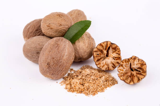 istock Nutmeg spice isolated on the white background 1049840390