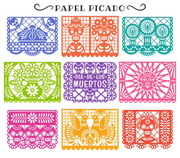 ilustrações de stock, clip art, desenhos animados e ícones de day of the dead. papel picado. - latin music illustrations