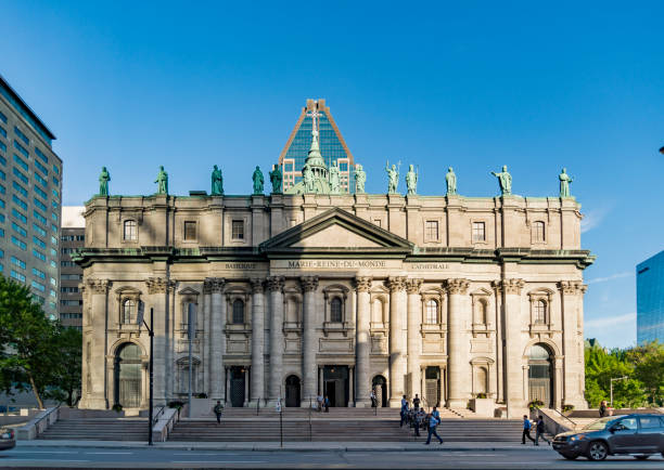 Cathedrale Marie Reine du Monde in Montreal, Quebec. Montreal, Canada - May 28, 2017: Mary, Queen of World Cathedral Cathedrale Marie-Reine-du-Monde, 1894 - a minor basilica in Montreal. Mary, Queen of World Cathedral is the third largest in Quebec. mary queen of the world cathedral stock pictures, royalty-free photos & images