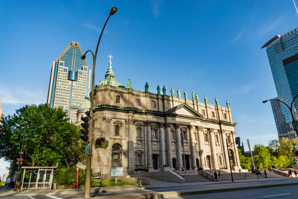 Cathedrale Marie Reine du Monde in Montreal, Quebec. Montreal, Canada - May 28, 2017: Mary, Queen of World Cathedral Cathedrale Marie-Reine-du-Monde, 1894 - a minor basilica in Montreal. Mary, Queen of World Cathedral is the third largest in Quebec. mary queen of the world cathedral stock pictures, royalty-free photos & images