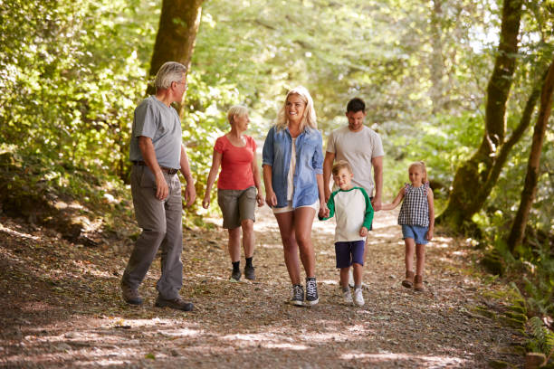 istock Multi Generation Family Enjoying Walk Along Woodland Path Together 1049854792