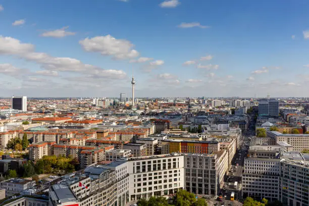 Aerial view of Berlin cityscpape with Alexander tower at day