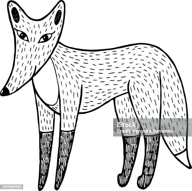 Fox Ink Graphic Artwork For Adult And Children Coloring Books Vector Illustration Stock Illustration - Download Image Now