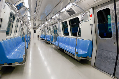 Empty subway train interior