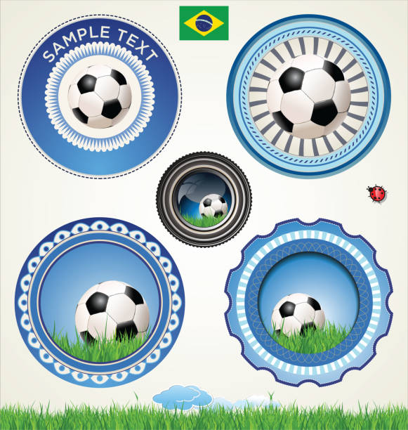 ilustraciones, imágenes clip art, dibujos animados e iconos de stock de emblema de fútbol - crear escudos de futbol