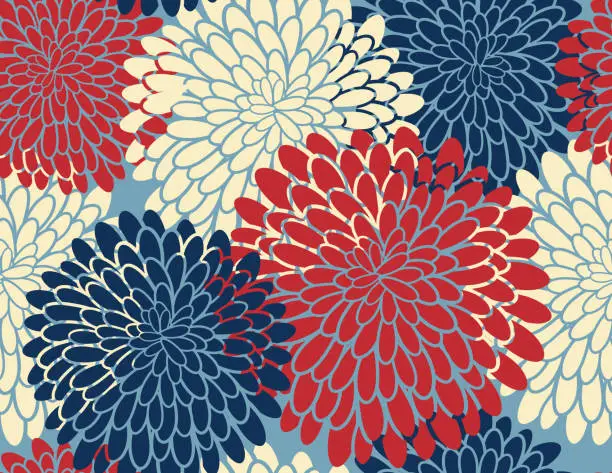 Vector illustration of Stylish Chrysanthemum Seamless pattern