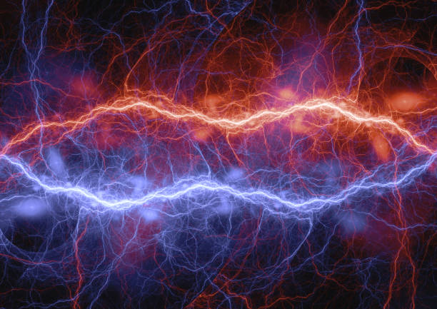 istock Fire and ice fractal lightning, abstract electrical background 1049898080