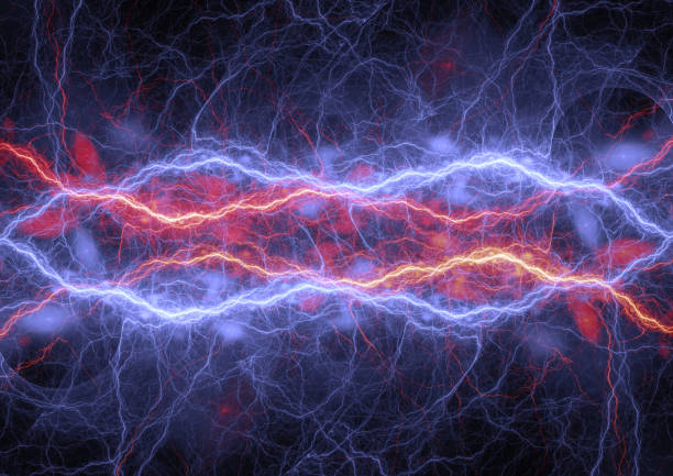 istock Fire and ice fractal lightning, abstract electrical background 1049898082