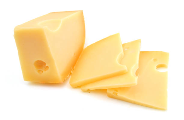 istock piece of cheese isolated on a white background 1049901878