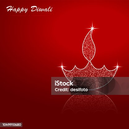 istock Vector illustration of an illuminated Diya . Happy Diwali greetings 1049910680